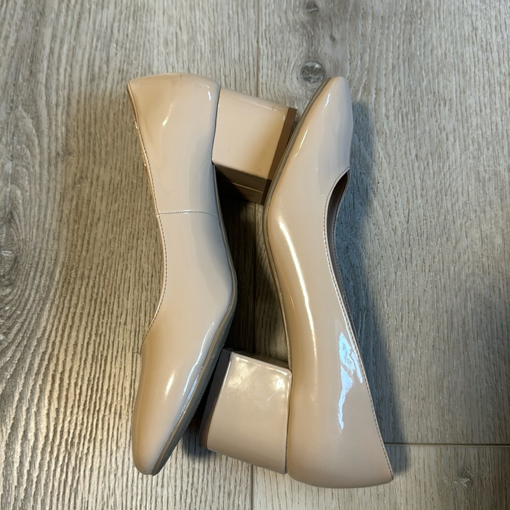 Square Toe Block Heels Tan Color Size 7 1/2 - image 1